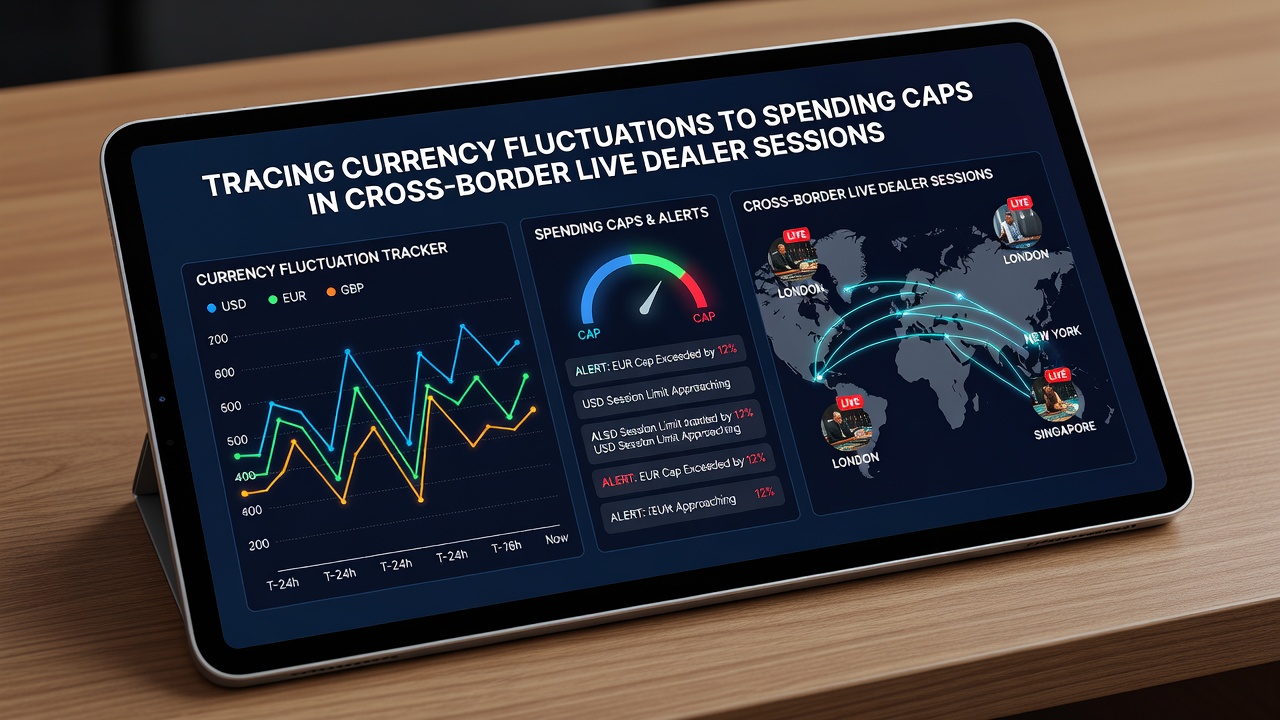 Mobile device displaying live dealer table with real-time spending cap and currency conversion indicators